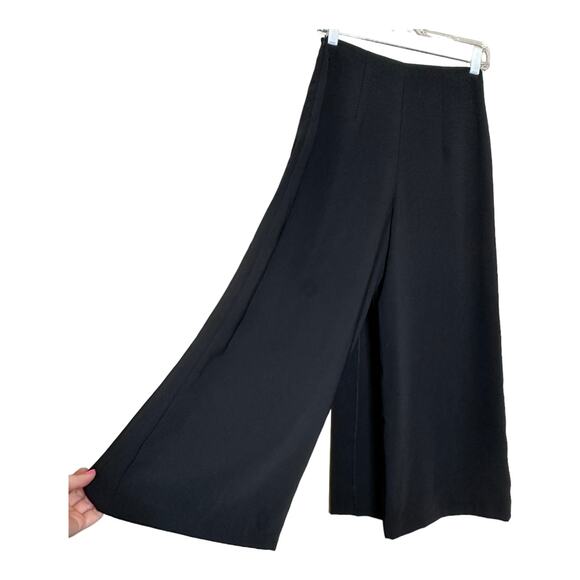 Zara Basic black crepe palazzo front overlap flap pants size small - Picture 11 of 13